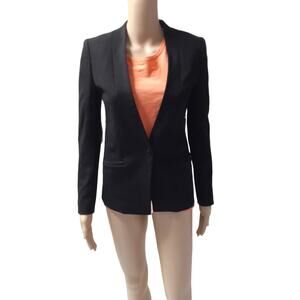 Madewell Women's Collarless Lined Single Button Black Blazer Jacket Size 0